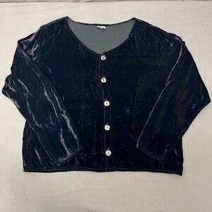 CP Shades San Francisco Black Velvet Button Front Cardigan Top Womens Medium